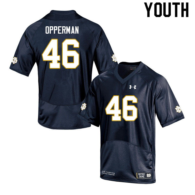 Youth #46 Christian Opperman Notre Dame Fighting Irish College Football Jerseys Sale-Navy